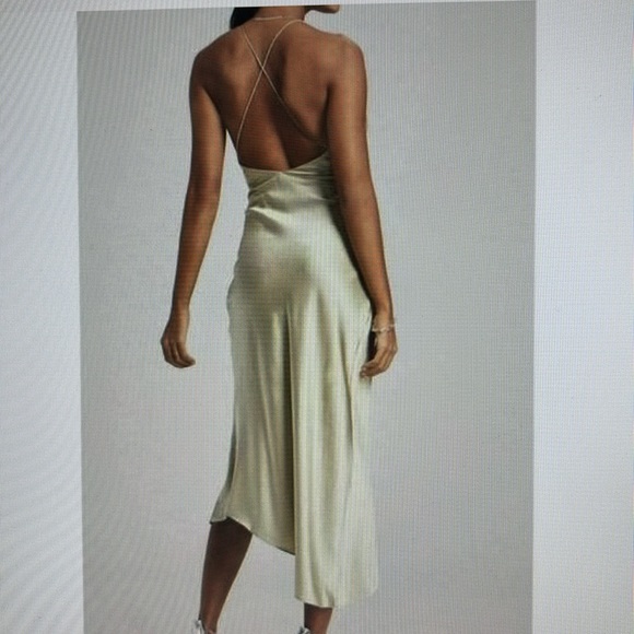 NWT Retrofete SER.O.YA Silk Emma Midi Dress. Large. Color is Sage - Picture 2 of 6